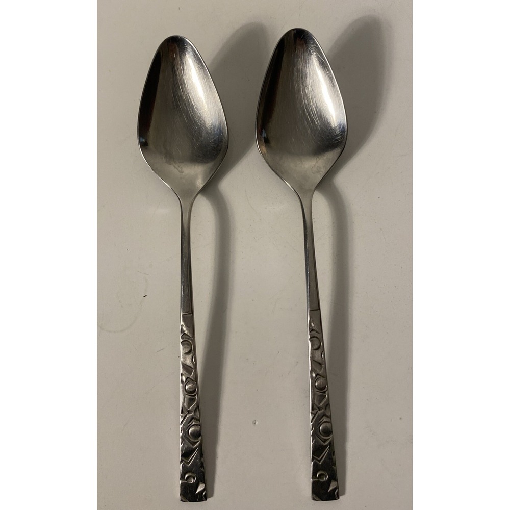 (2) 1847 Rogers Bros Navaho Stainless Steel IS 1960 Serving Spoons